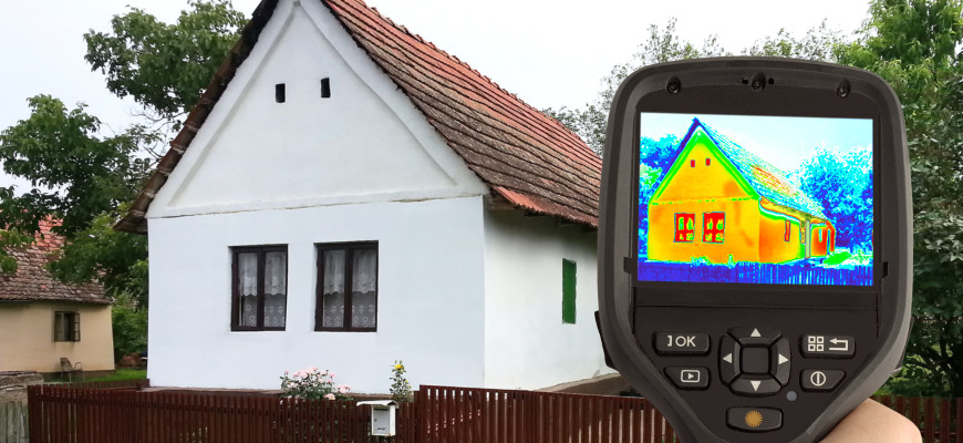 Rilevazione della perdita di calore della casa con telecamera termica a infrarossi